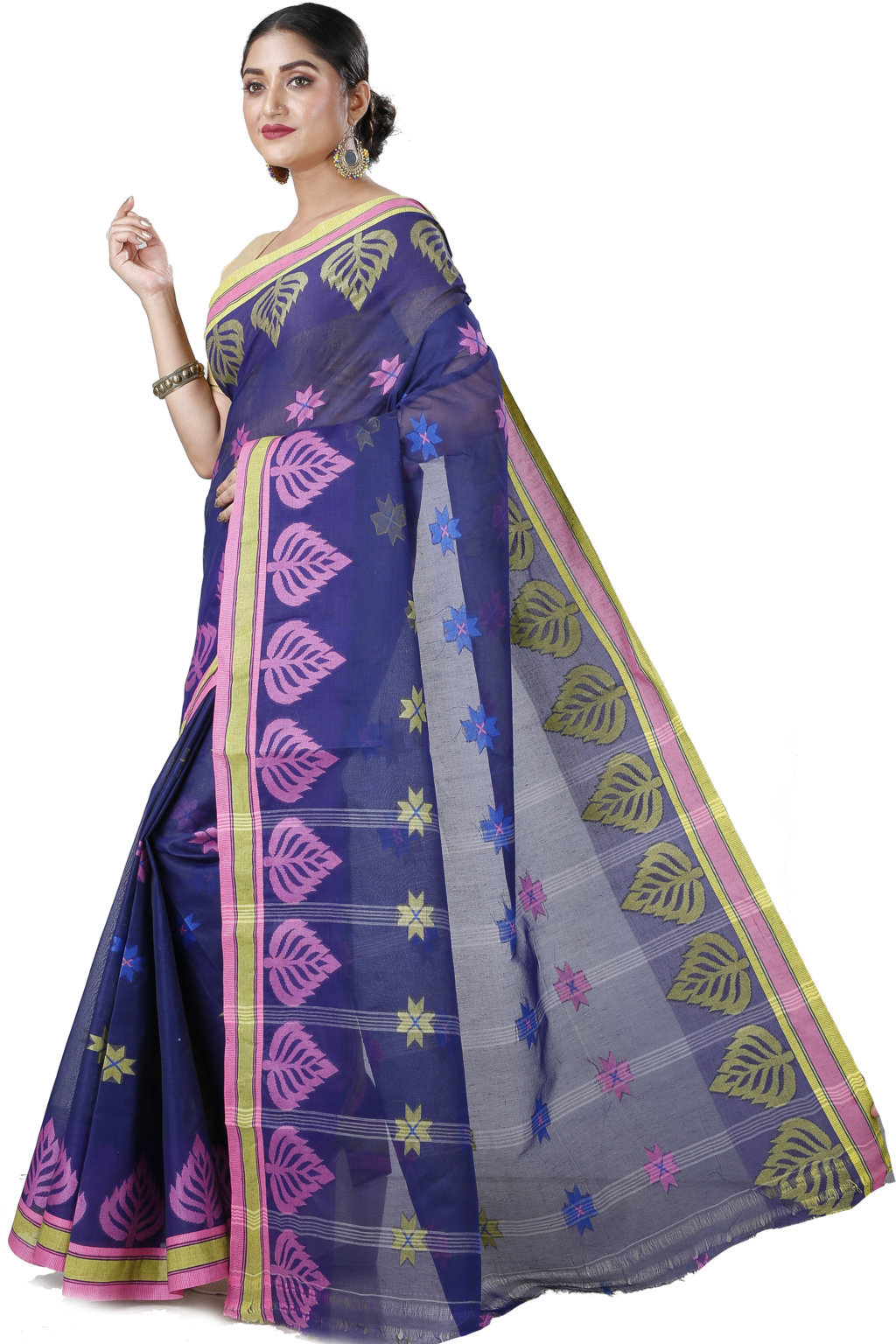 Naby Blue Pure Cotton Subhangi Tant Saree (1100)